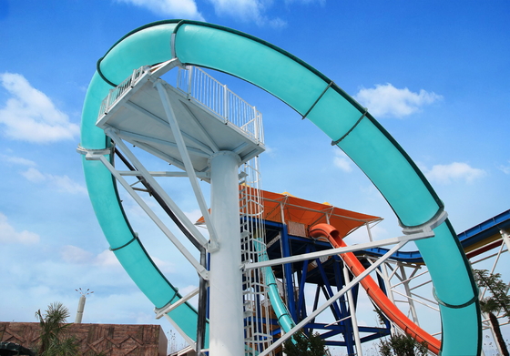 Transparente, kundenspezifische Aqua-Loop-Fiberglas-Wasserrutschen, feuerverzinkt