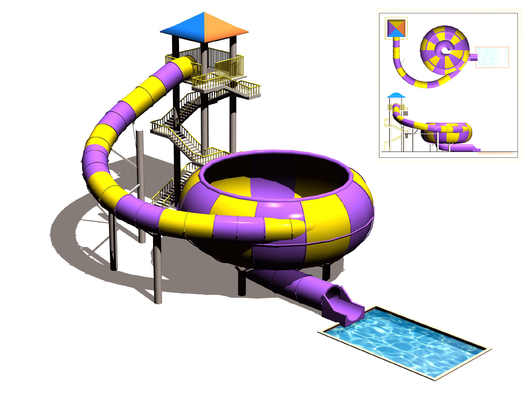 Aqua-Park-Fiberglas-Dia/Raum-Schüssel-Wasserrutsche mit Reitern der hohen Kapazitäts-720/h