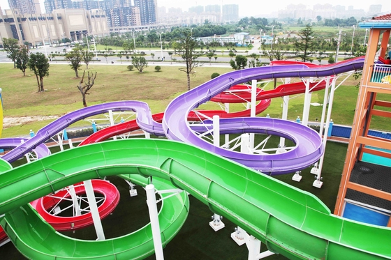 Kundenspezifische Wasserrutsche für großen Erholungsort-Spiralen-Wasser-Park im Freien, ISO-9001
