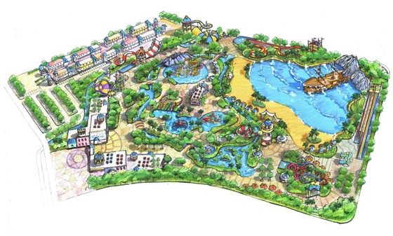 Wasser-Freizeitpark-im Freien Begriffsentwurf/fertigte Entwurf für Wasser-Park besonders an