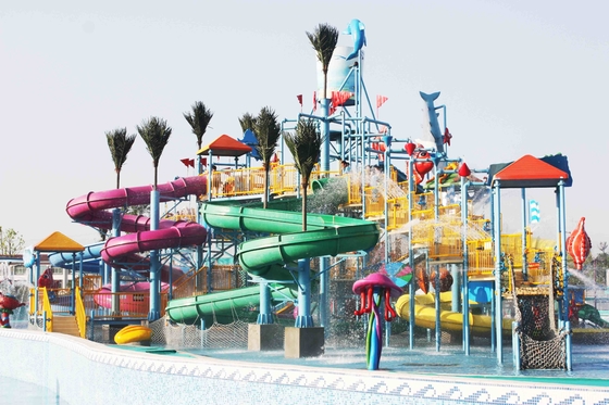 Gaint-Fiberglas-Wasser-Haus-Aqua-Park-Spiele mit Wasserrutschen für Familien-Spaß
