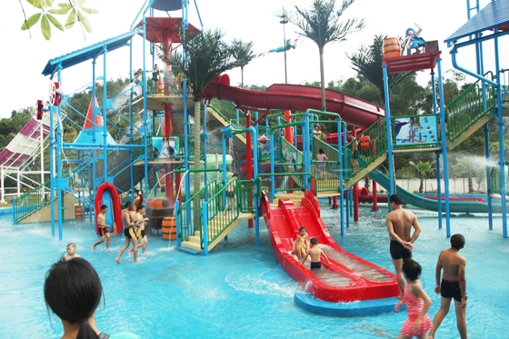 Kommerzielle mittlere Wasser-Haus-Aqua-Spielplatz-Plattform mit Wasserrutschen für Wasser-Haus
