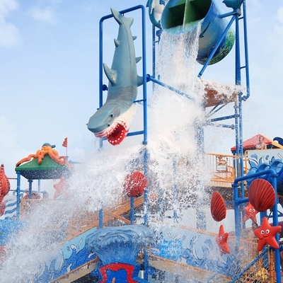 Handelsfiberglas-Wasserrutsche-Aqua-Spielplatz des wechselwirkenden Wasser-Hauses