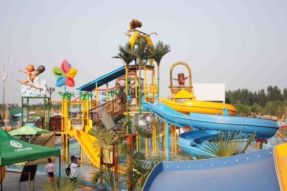 Lustige Aqua-Spielplatz-Spaß-Wasserrutsche-Kombination mit größten Wasserrutschen für Familie