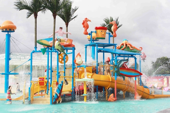 Wechselwirkendes Fiberglas-Wasser-Haus/Dia-Kleinkind-Spielplatzgeräte für Reiter des Wasser-Park-150/Zeit