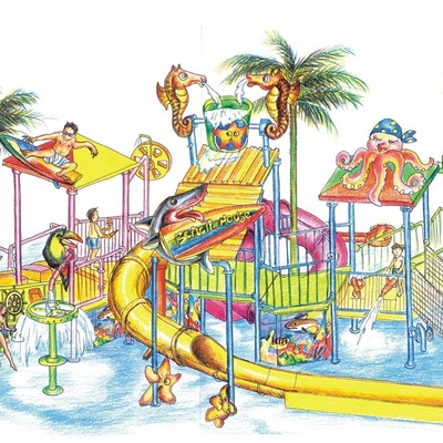 Wasser-Park-Ausrüstungen, das Wasser-Spielplatz der Kinder für 50 Reiter 17,5 * 11 * 7m