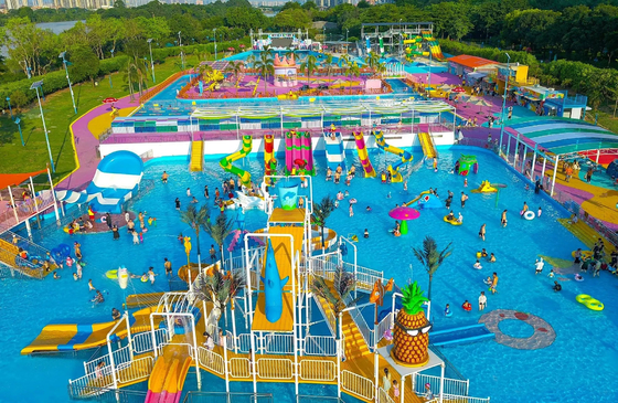 Wasserpark Machbarkeitsstudie Aqua-Spielplatz für Kinder Wasserspielgeräte zum Spritzen