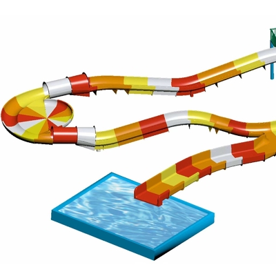 Glasfaser-Kinder-Wasserrutschen-Rollenauffahrtschienen Außenpool-Wasserrutsche für Familie mit Sicherheitshöhe in gelb