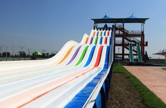 Multi-Lane Rainbow Water Slide for Water Park | 4-Lane Mat Racing Slide | Fiberglass Rainbow Slide Manufacturer Since 1994