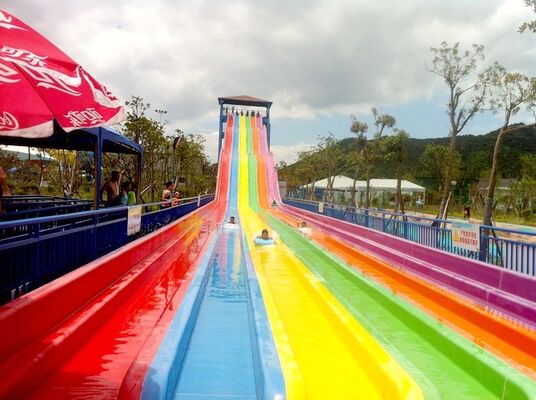 Multi-Lane Rainbow Water Slide for Water Park | 4-Lane Mat Racing Slide | Fiberglass Rainbow Slide Manufacturer Since 1994