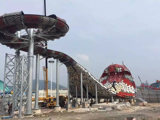 King Cobra Glasfaser-Wasserrutsche mit 16,4 m Plattformhöhe, 480-Personen-Kapazität und Hot-Dip Galvanized Stahlstruktur