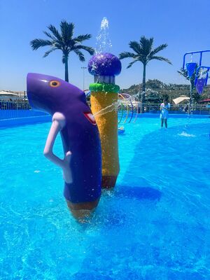 Kinderspielgeräte für Wasserspaß mit feuerverzinkter Stahlkonstruktion, korrosionsbeständiger Glasfaser-Wasserrutsche und Flachwasser-Sicherheitsdesign