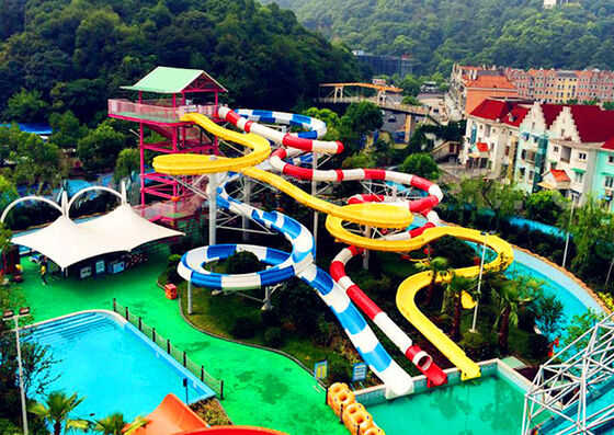 Mehrspurige kundenspezifische Spiralwasserrutsche für Wasserparks - SGS-geprüfter Hersteller