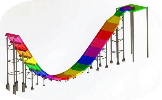 U-förmige Wasserrutsche mit 90°-Vertikal-Drop-Wand, 12m Plattformhöhe und 2-Personen-Raft für Nervenkitzel-Suchende