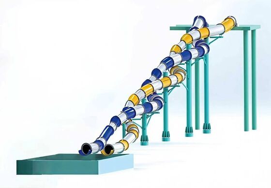 Dragon Slide 9m Platform Height 2 Parallel Tubes 50m Long Enclosed Tube Fiberglass Water Slide