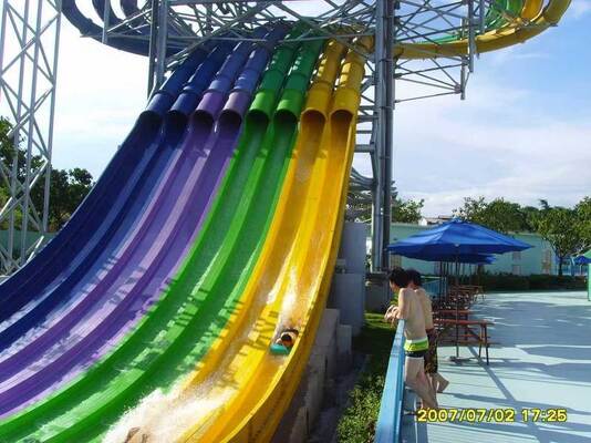 Octopus Slide - 6 Racing Lanes Multi-Lane Water Slide with Customizable Platform and Mat Riding